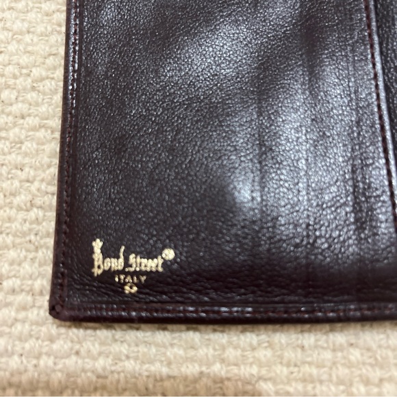 VINTAGE BOND STREET ITALY BROWN SLIM CHECKBOOK WALLET - Picture 2 of 6
